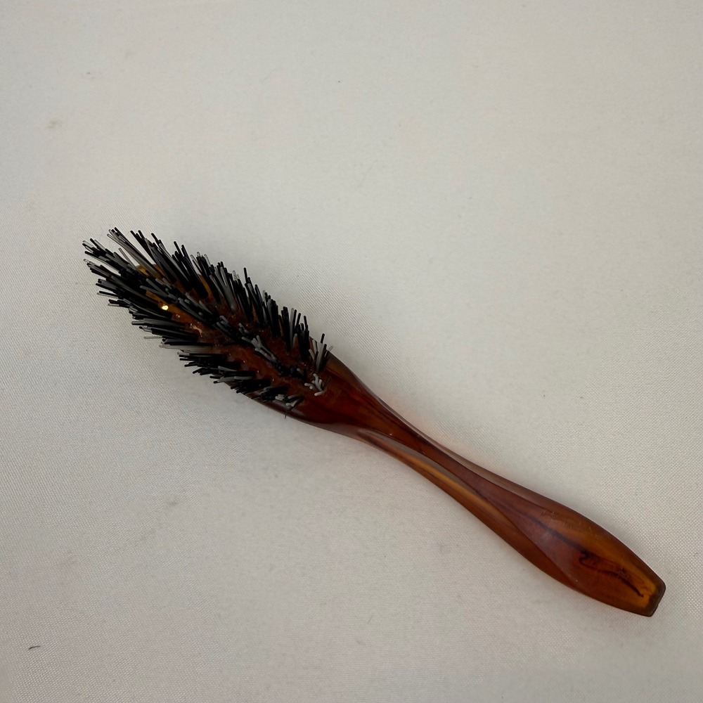 Vintage Avon Faux Tortoise Shell Hair Brush Amber Marbled Travel Size 6.25 inch